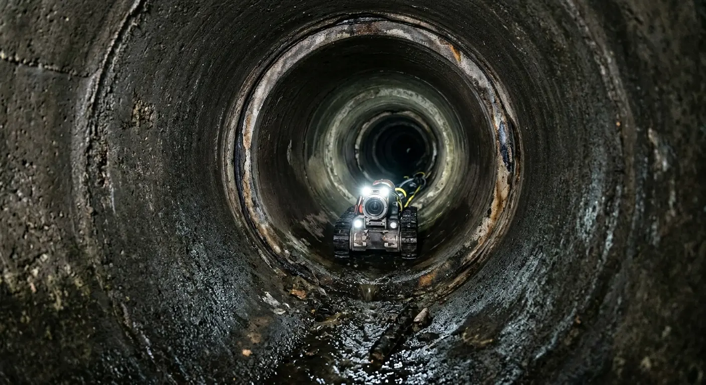 Robotic sewer camera inspecting pipe interior for Sewer Line Repair in South Run